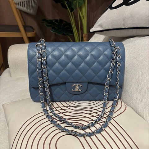 Chanel classic flap 30cm jumbo A58600荔枝牛皮銀扣,