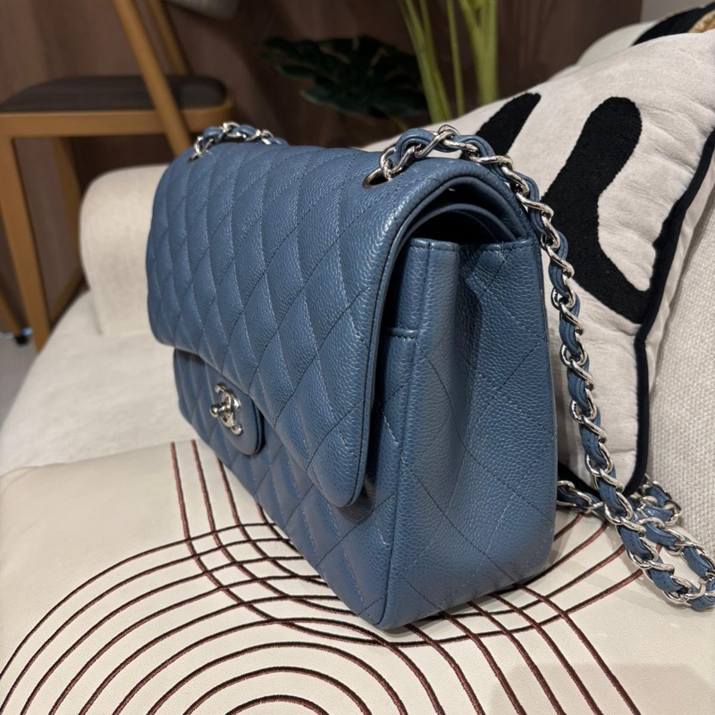 Chanel classic flap 30cm jumbo A58600荔枝牛皮銀扣,-1