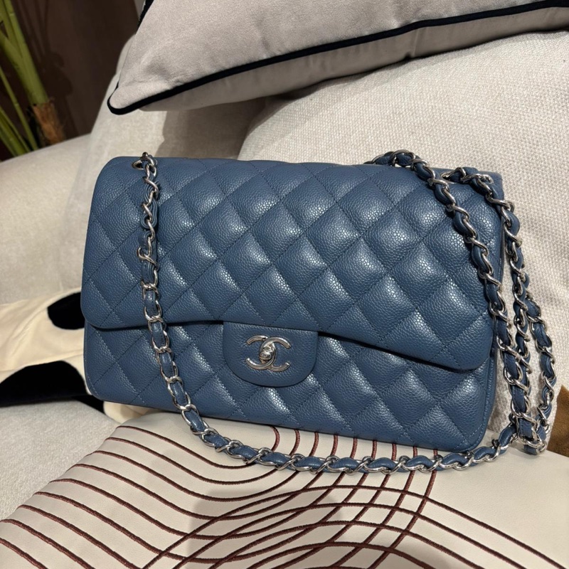 Chanel classic flap 30cm jumbo A58600荔枝牛皮銀扣,-4