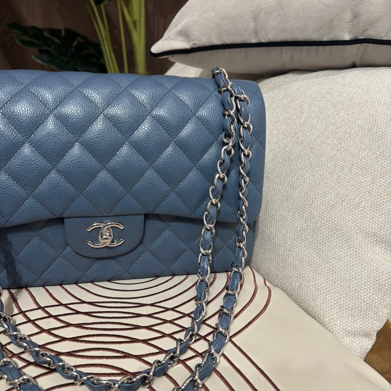 Chanel classic flap 30cm jumbo A58600荔枝牛皮銀扣,-5