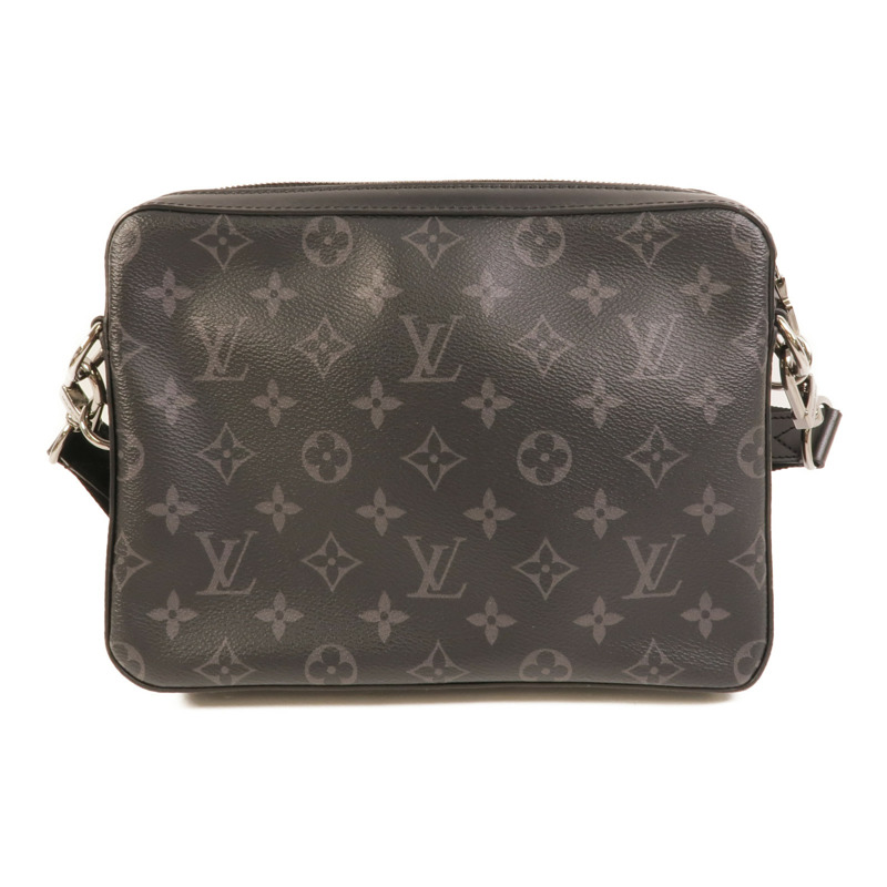 LOUIS VUITTON Monogram Eclipse Reverse Trio Messenger銀扣肩背袋灰色-1