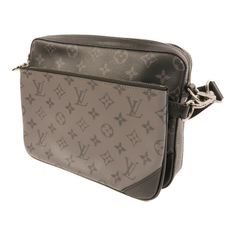 LOUIS VUITTON Monogram Eclipse Reverse Trio Messenger銀扣肩背袋灰色-2