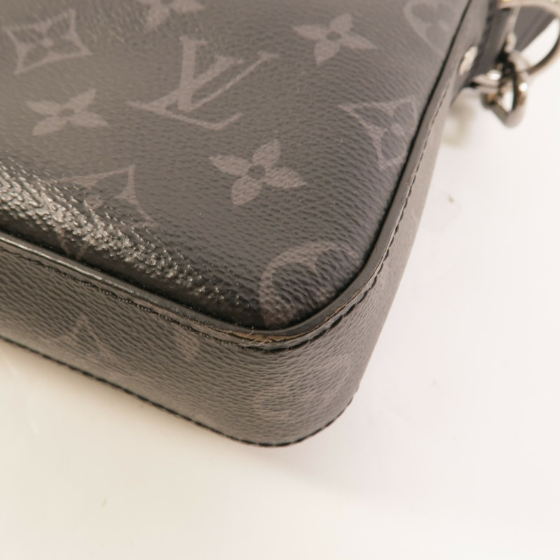 LOUIS VUITTON Monogram Eclipse Reverse Trio Messenger銀扣肩背袋灰色-16
