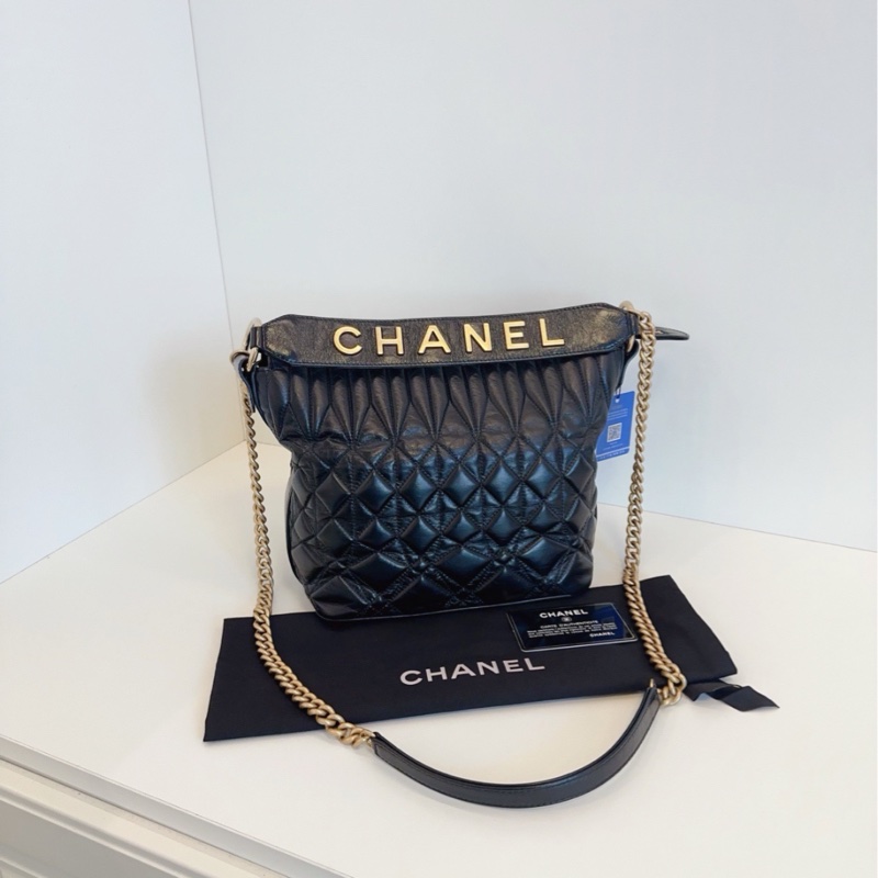 💎Chanel香奈兒|黑金油蠟牛皮嬉皮流浪包|99新|有卡-2