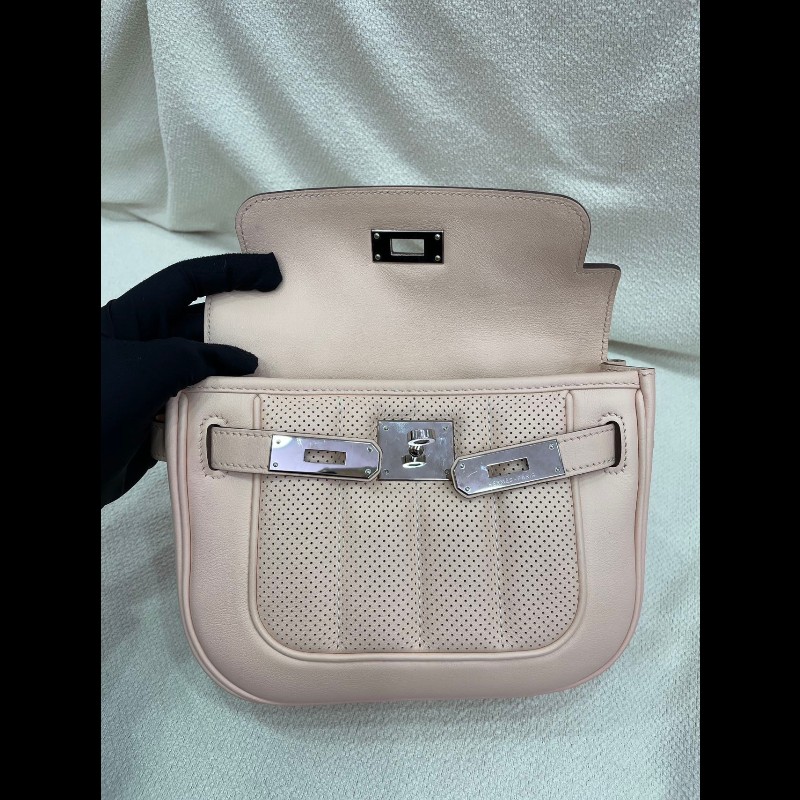 Hermes Mini Berline 21cm P1 薔薇粉 銀扣-19