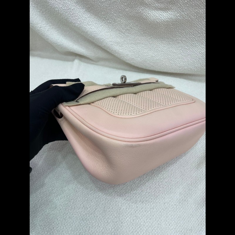 Hermes Mini Berline 21cm P1 薔薇粉 銀扣-32