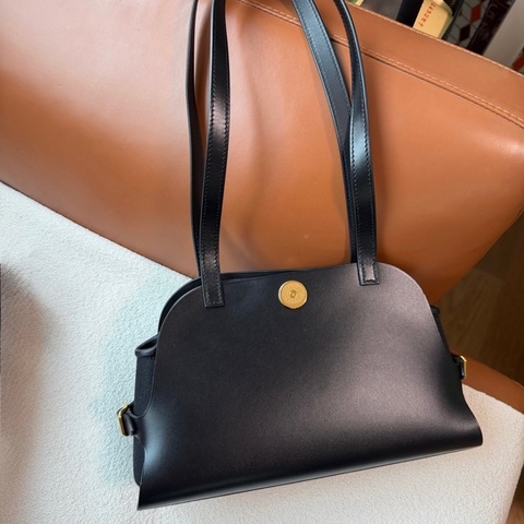 99新⭐Hermes愛馬仕Tablier Sellier 26 黑金帆布拼皮手提單肩包k刻 💛正品