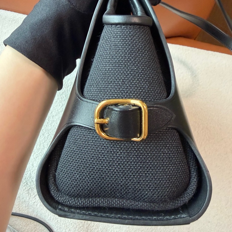99新⭐Hermes愛馬仕Tablier Sellier 26 黑金帆布拼皮手提單肩包k刻 💛正品-3