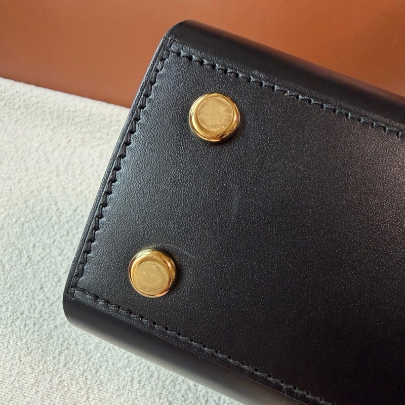 99新⭐Hermes愛馬仕Tablier Sellier 26 黑金帆布拼皮手提單肩包k刻 💛正品-7