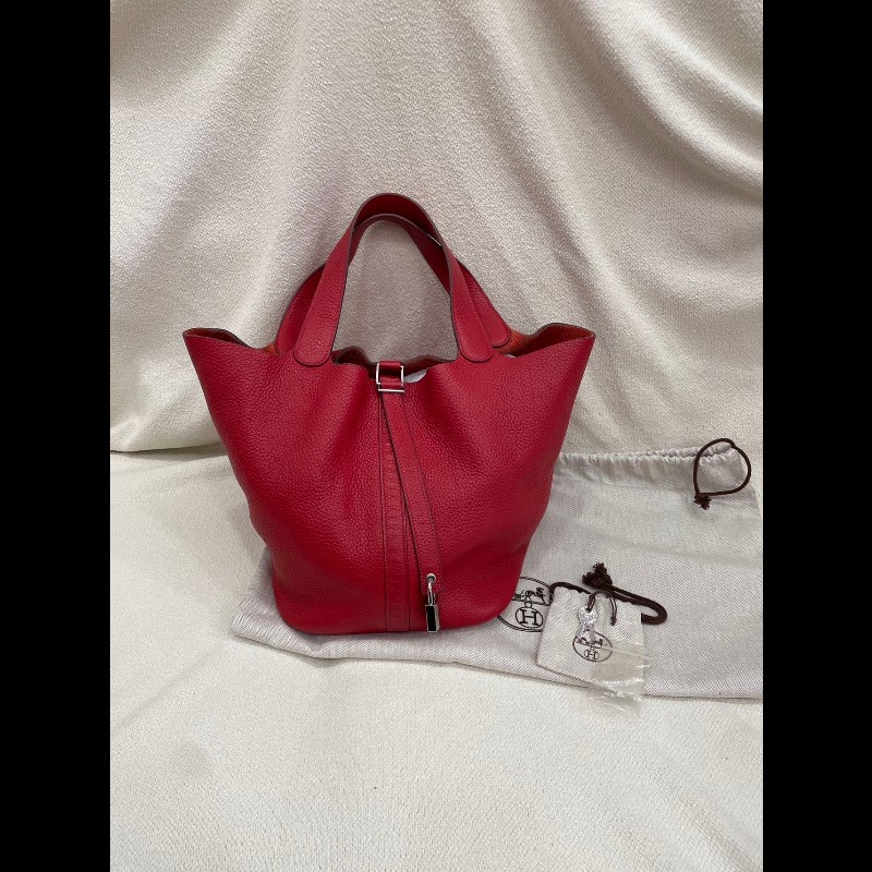 Hermes Picotin 26 Q5國旗紅 銀扣-5