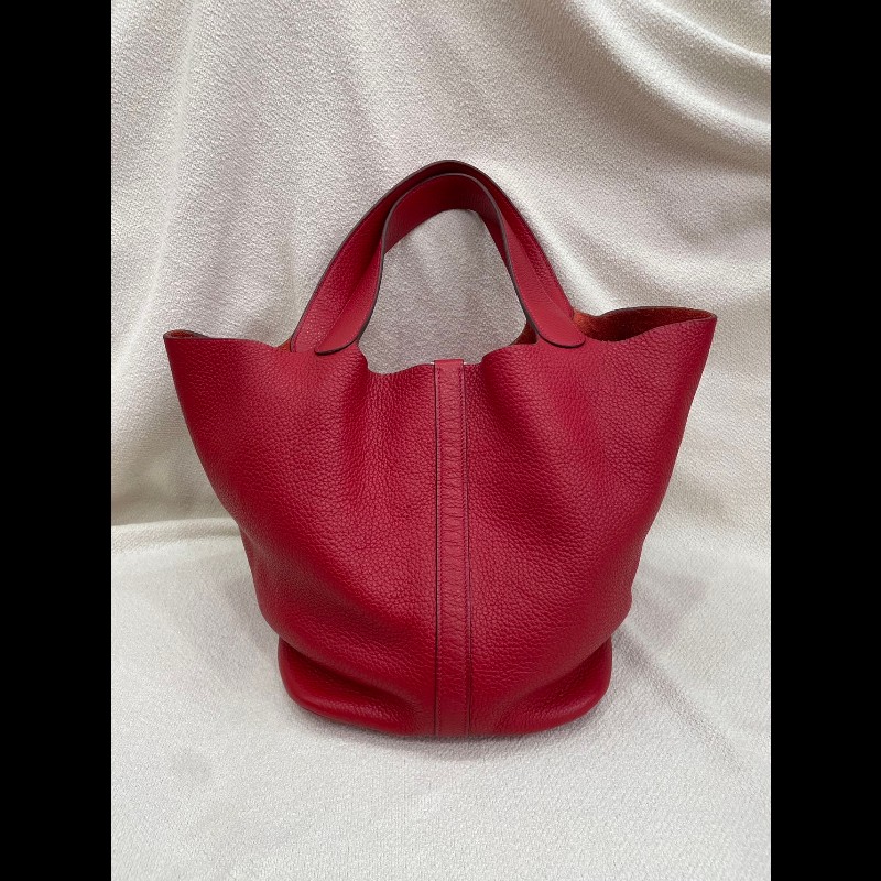 Hermes Picotin 26 Q5國旗紅 銀扣-6
