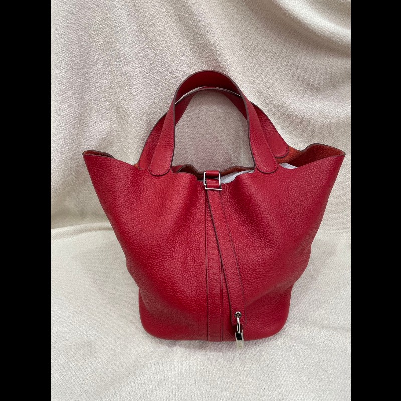 Hermes Picotin 26 Q5國旗紅 銀扣-9