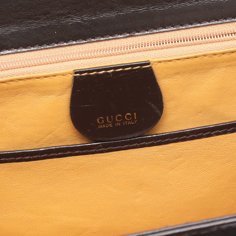 GUCCI 竹節單肩斜背包 黑色真皮二手女款-3