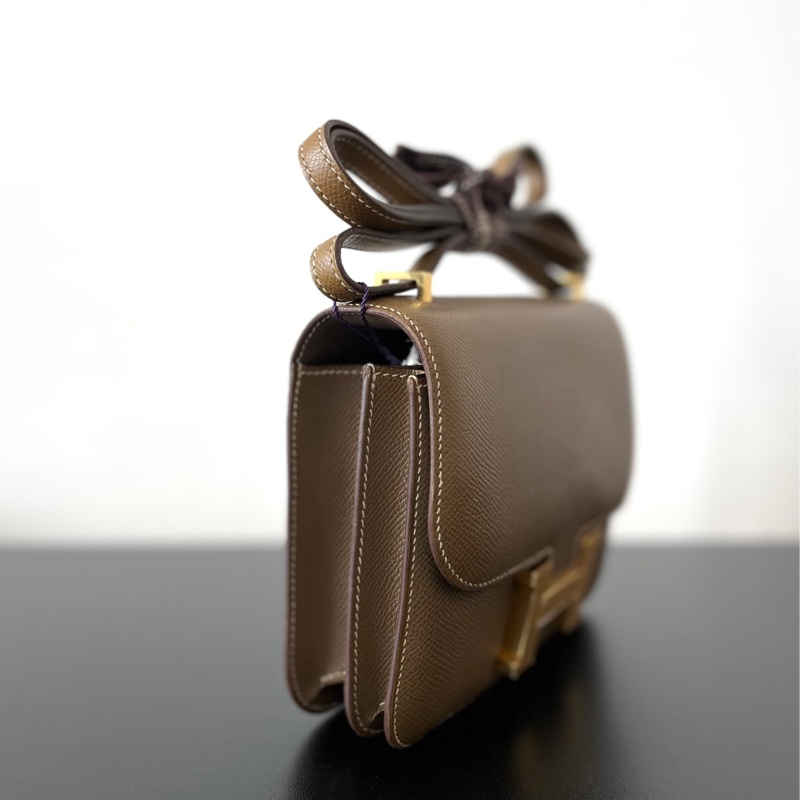 ✨98新 愛馬仕/Hermes 康康19 mini 斜背包大象灰 金扣 Z刻ep皮 五金有膜❤️正品-3