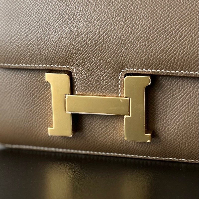✨98新 愛馬仕/Hermes 康康19 mini 斜背包大象灰 金扣 Z刻ep皮 五金有膜❤️正品-5