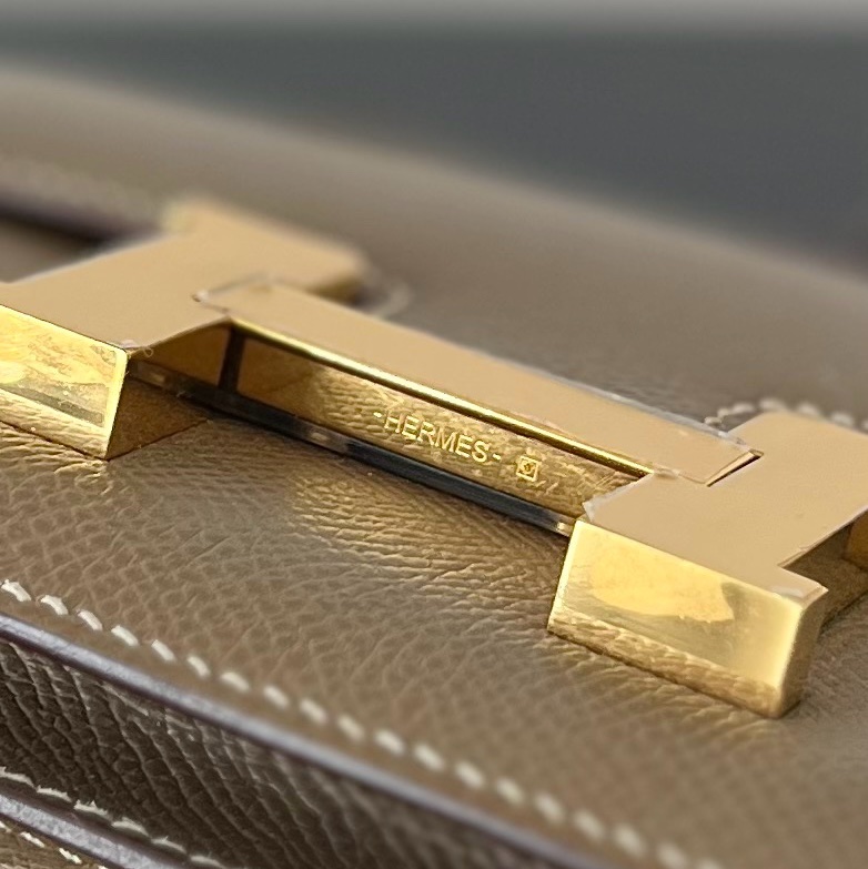 ✨98新 愛馬仕/Hermes 康康19 mini 斜背包大象灰 金扣 Z刻ep皮 五金有膜❤️正品-6