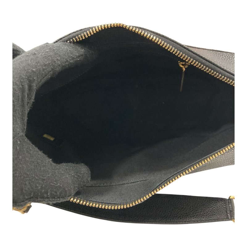 CHANEL 香奈兒 Vintage 肩背包 魚子醬牛皮 HOBO 黑色 金釦-6