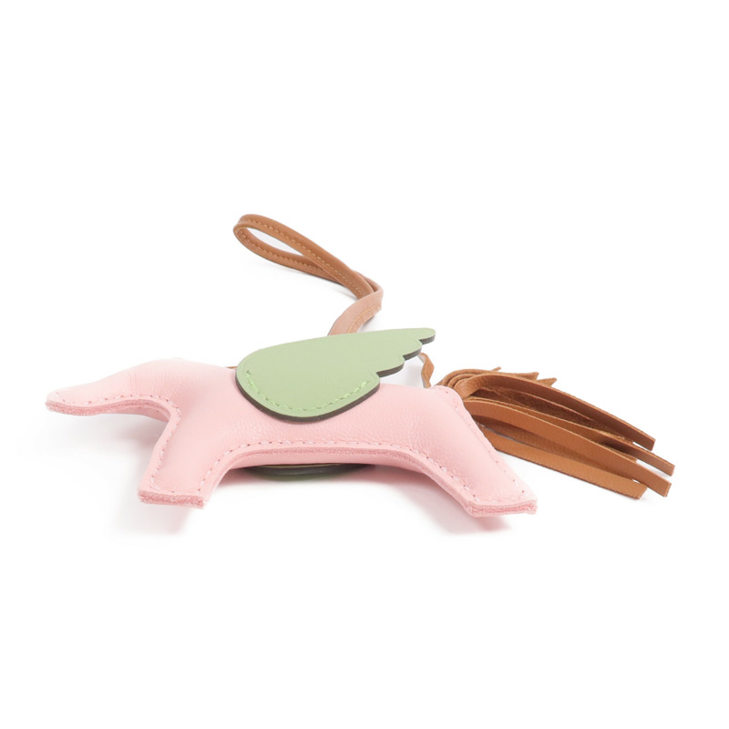 HERMES Milo/Swift皮革Rodeo Pegase PM掛飾Rose Sakura/Gold/Criquet-2