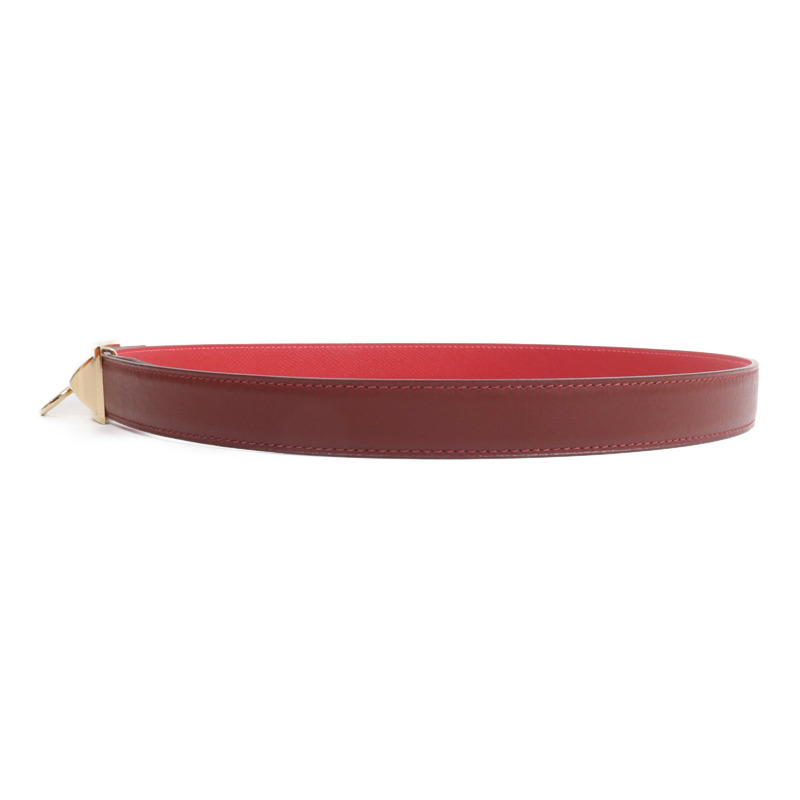 HERMES Epsom/Swift皮革Rivale Reversible腰帶Rouge Casaque-1