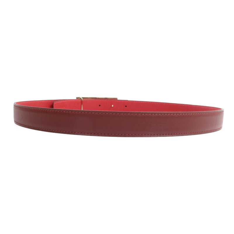 HERMES Epsom/Swift皮革Rivale Reversible腰帶Rouge Casaque-2