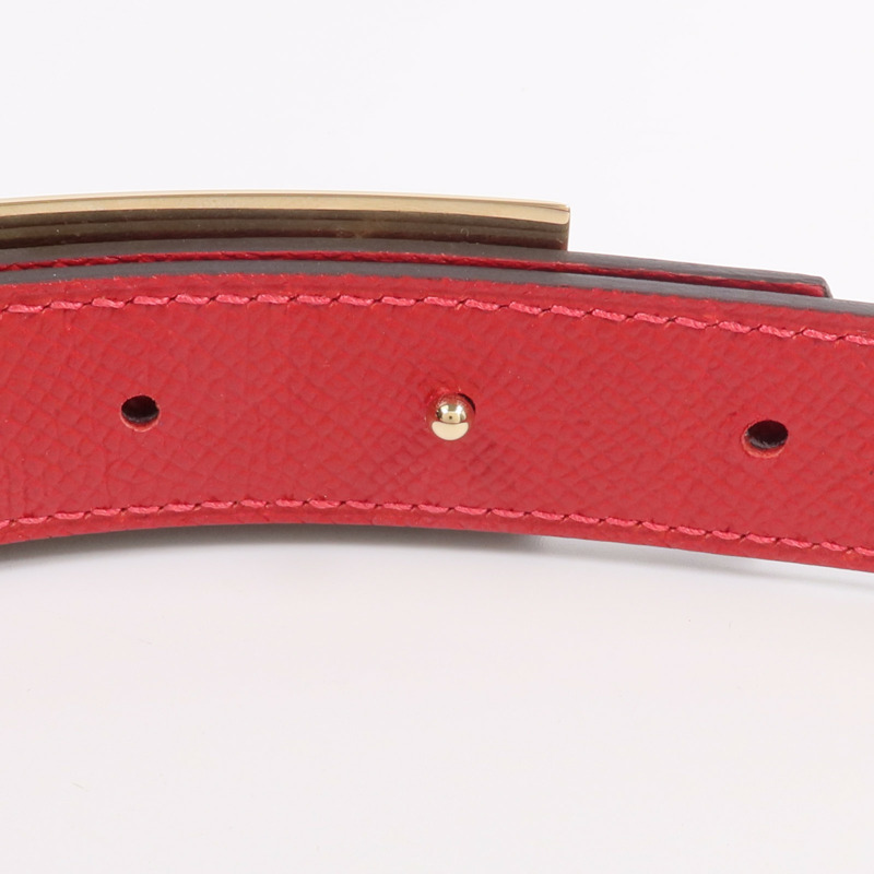 HERMES Epsom/Swift皮革Rivale Reversible腰帶Rouge Casaque-4