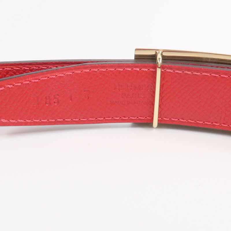 HERMES Epsom/Swift皮革Rivale Reversible腰帶Rouge Casaque-5