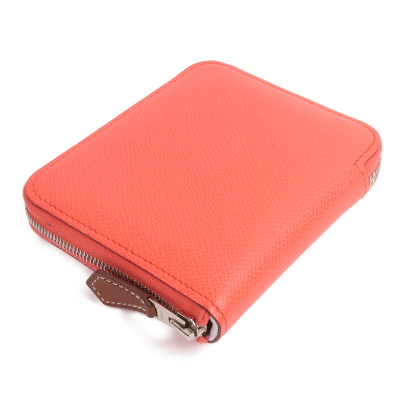 HERMES Epsom皮革/絲質Silk'In Compact Wallet錢包Rose Texas/Mauve Pale/Cardamome-3