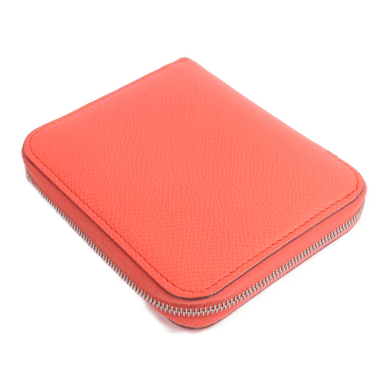 HERMES Epsom皮革/絲質Silk'In Compact Wallet錢包Rose Texas/Mauve Pale/Cardamome-4
