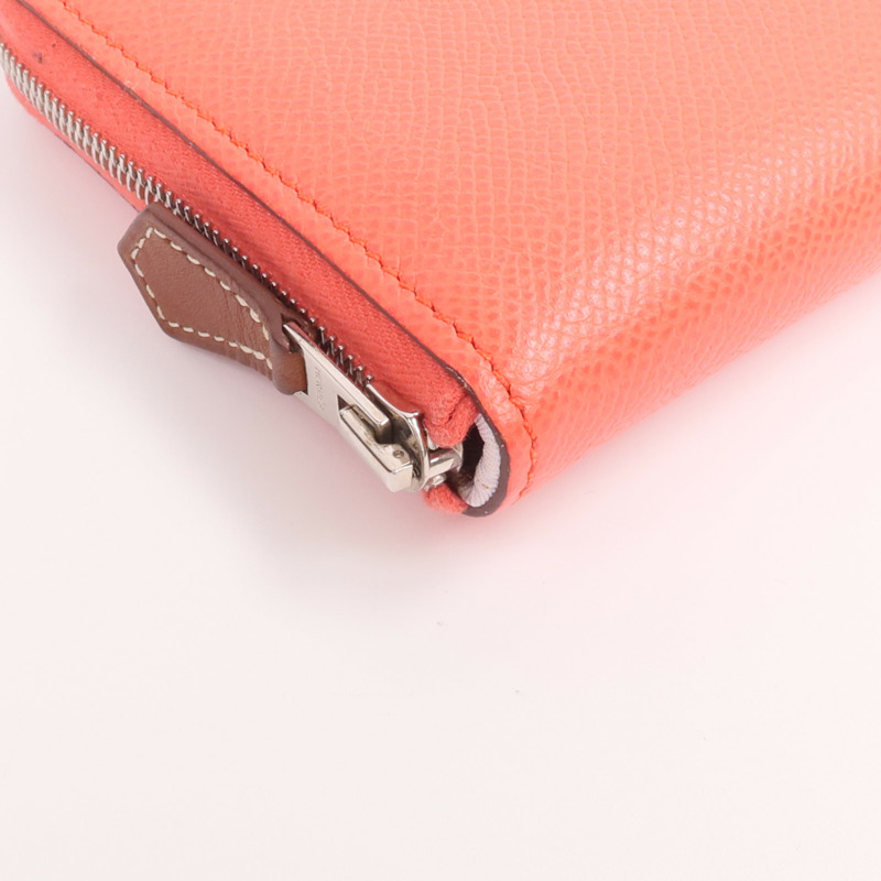 HERMES Epsom皮革/絲質Silk'In Compact Wallet錢包Rose Texas/Mauve Pale/Cardamome-7
