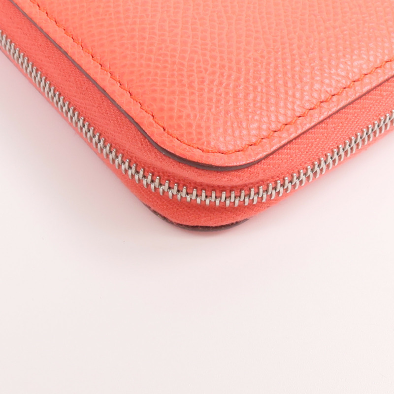 HERMES Epsom皮革/絲質Silk'In Compact Wallet錢包Rose Texas/Mauve Pale/Cardamome-8