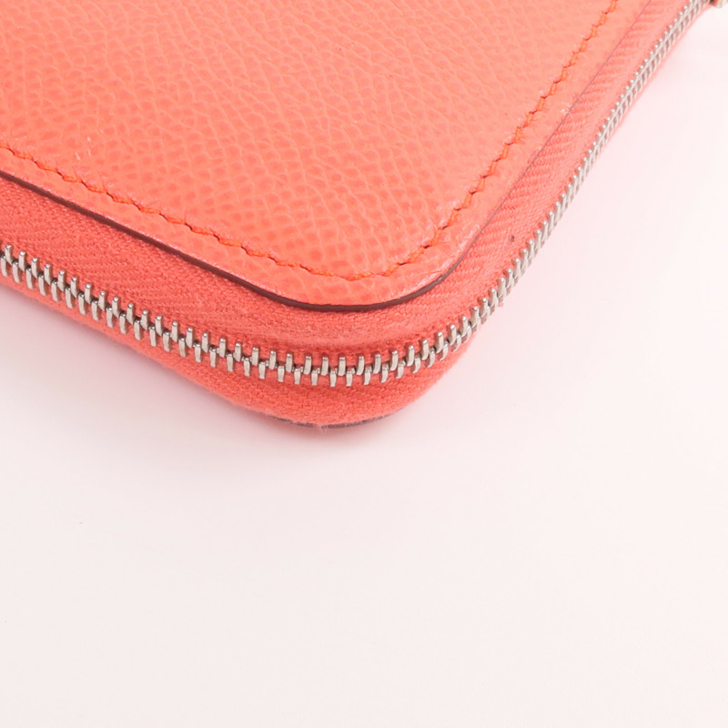 HERMES Epsom皮革/絲質Silk'In Compact Wallet錢包Rose Texas/Mauve Pale/Cardamome-9