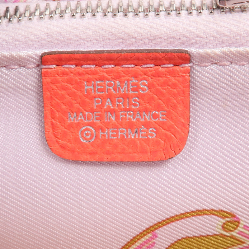 HERMES Epsom皮革/絲質Silk'In Compact Wallet錢包Rose Texas/Mauve Pale/Cardamome-12