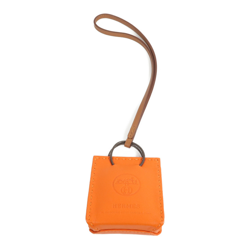 HERMES Milo皮革Sac Orange Bag Charm掛飾Orange-1