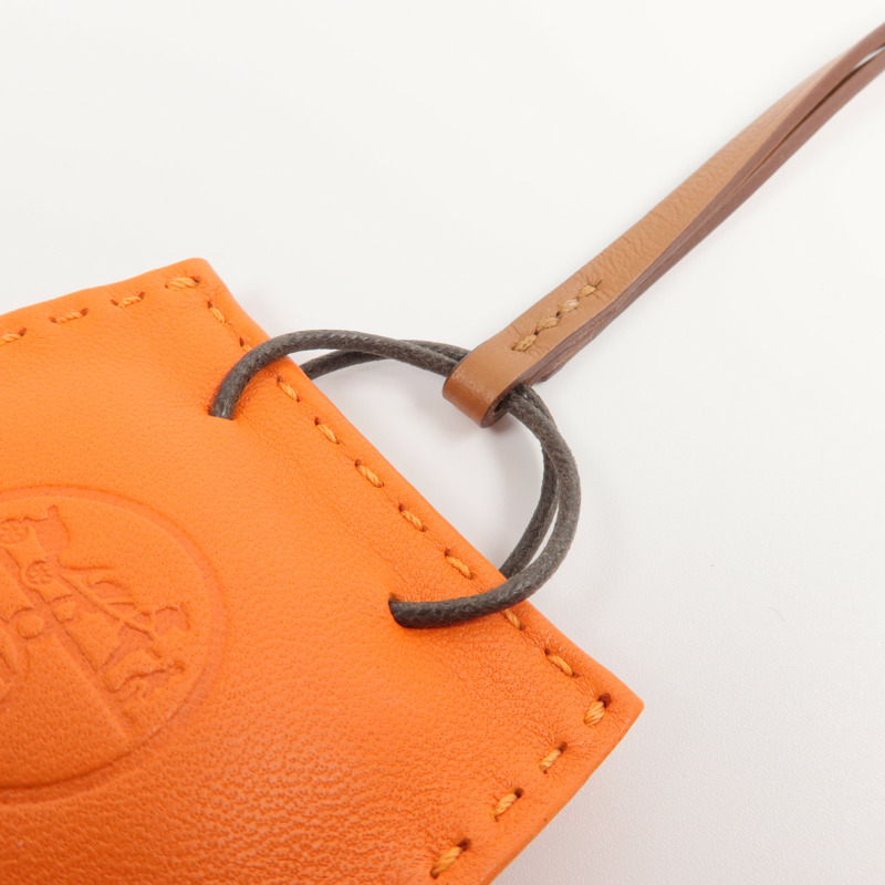 HERMES Milo皮革Sac Orange Bag Charm掛飾Orange-3