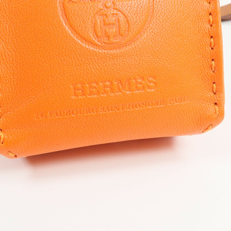 HERMES Milo皮革Sac Orange Bag Charm掛飾Orange-4