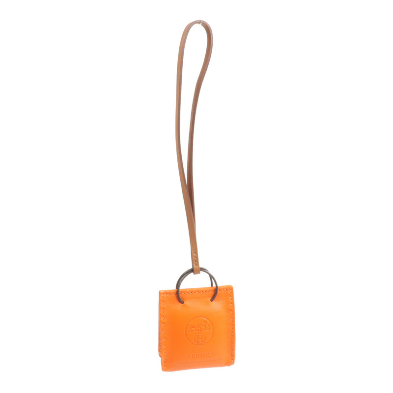 HERMES Milo皮革Sac Orange Bag Charm掛飾Orange-5