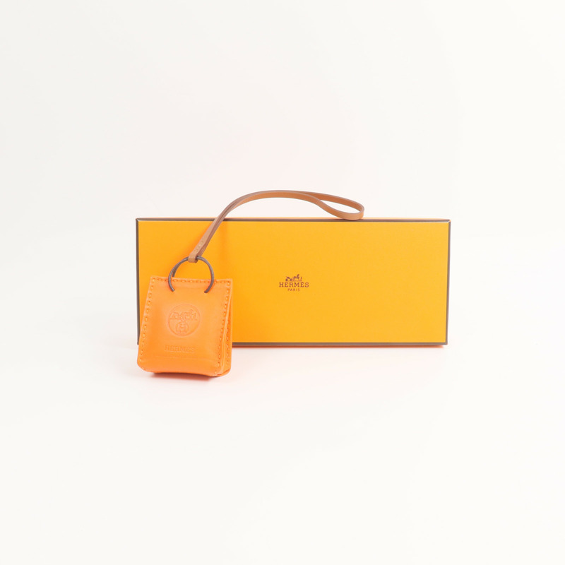 HERMES Milo皮革Sac Orange Bag Charm掛飾Orange-6