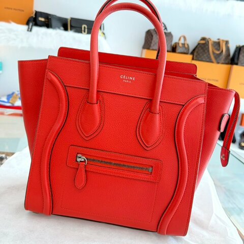 CELINE 紅色全牛皮囧包 手提包