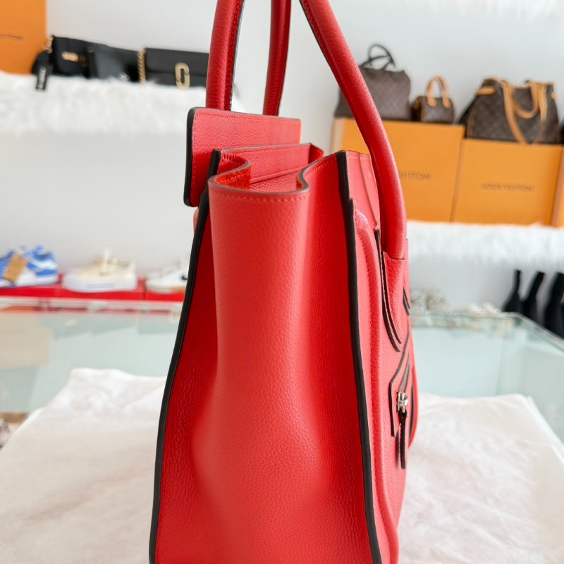CELINE 紅色全牛皮囧包 手提包-3