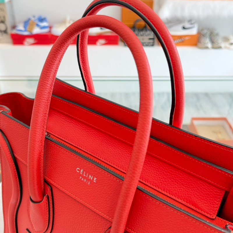CELINE 紅色全牛皮囧包 手提包-4