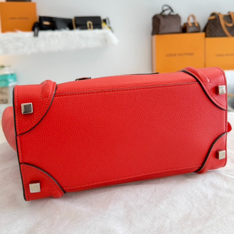 CELINE 紅色全牛皮囧包 手提包-5