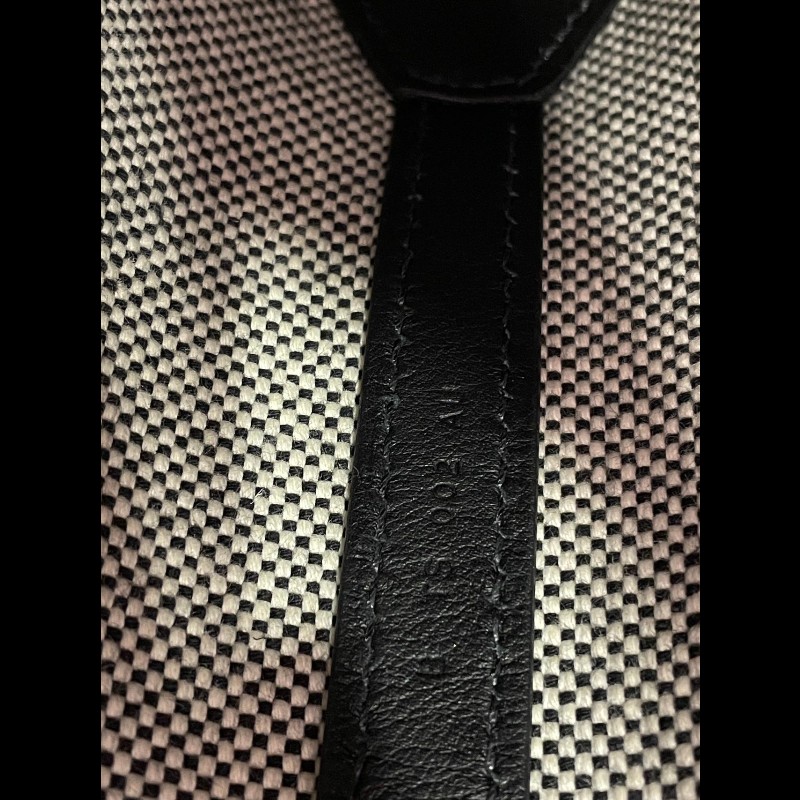 Hermes Cabas Hen Biais 27 黑白斜紋帆布包-11