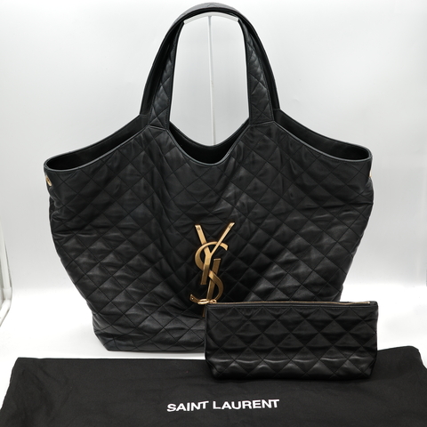 SAINT LAURENT  YSL聖羅蘭  care maxi matelassé leather tote黑色 大托特包