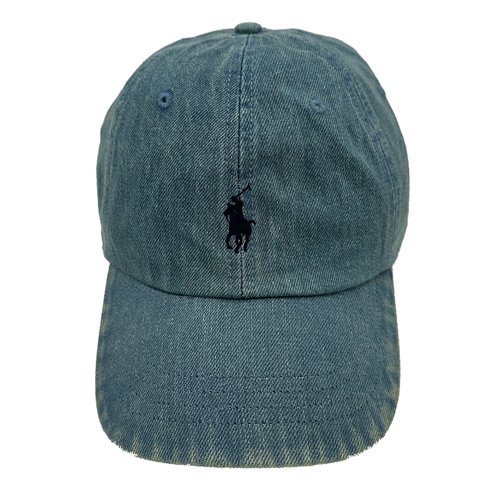 【RALPH LAUREN】POLO刺繡小馬LOGO鴨舌棒球帽(仿舊牛仔藍)-0