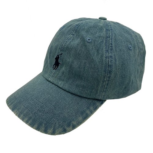 【RALPH LAUREN】POLO刺繡小馬LOGO鴨舌棒球帽(仿舊牛仔藍)-1