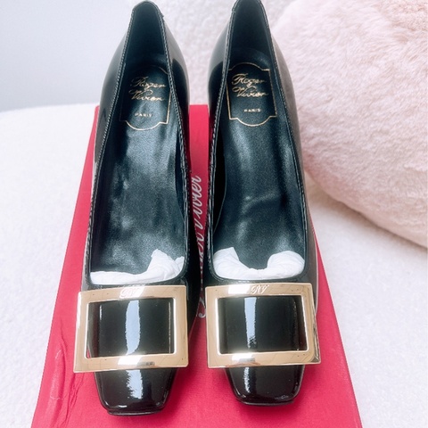 閒置 Roger Vivier RV 黑色方框高跟鞋 39碼