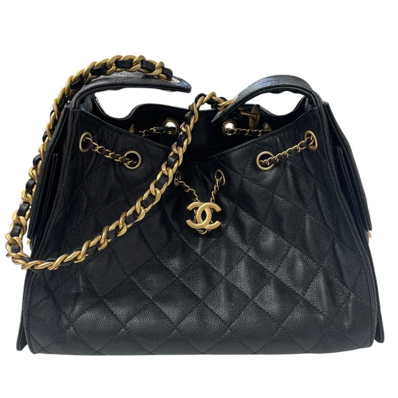 CHANEL 香奈兒 AS5293 25 HOBO 小號 肩背包 荔枝牛皮 黑色 金釦-0