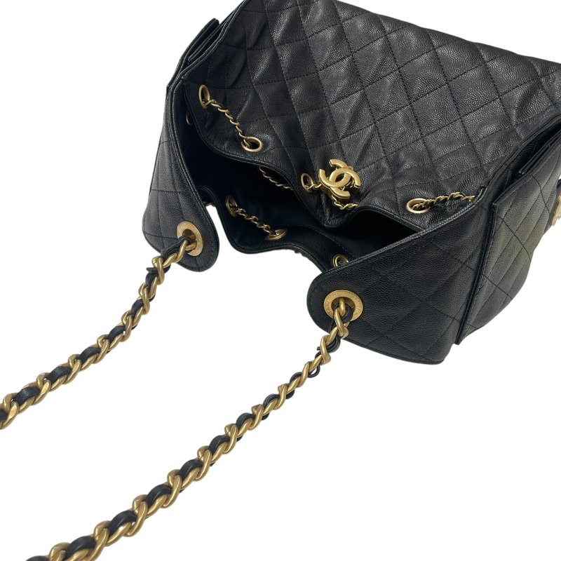 CHANEL 香奈兒 AS5293 25 HOBO 小號 肩背包 荔枝牛皮 黑色 金釦-10