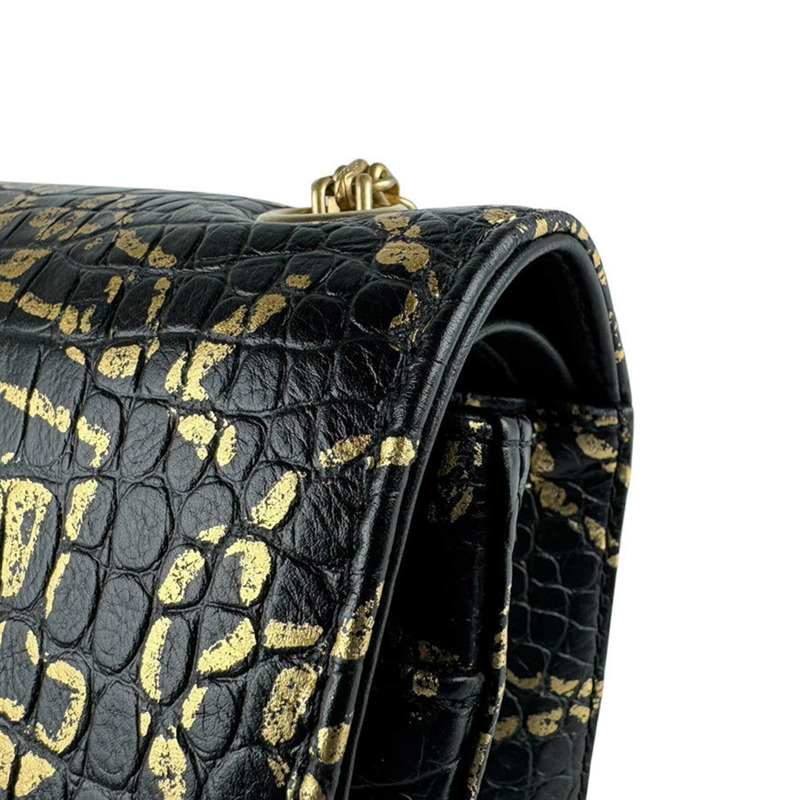 香奈兒 (Chanel) 2.55 壓花皮革黑色金色女士單背包 z9780-6