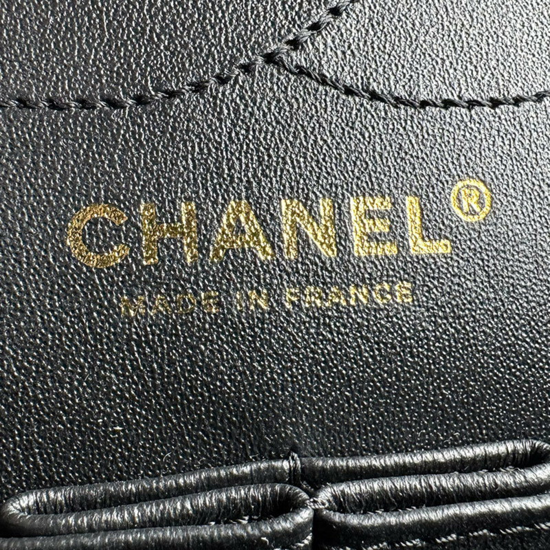 香奈兒 (Chanel) 2.55 壓花皮革黑色金色女士單背包 z9780-11